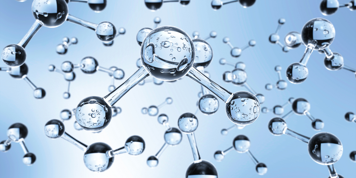Illustration of clear ketone molecules on a blue background