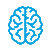 Animated bright blue icon of a brain that grows and contracts