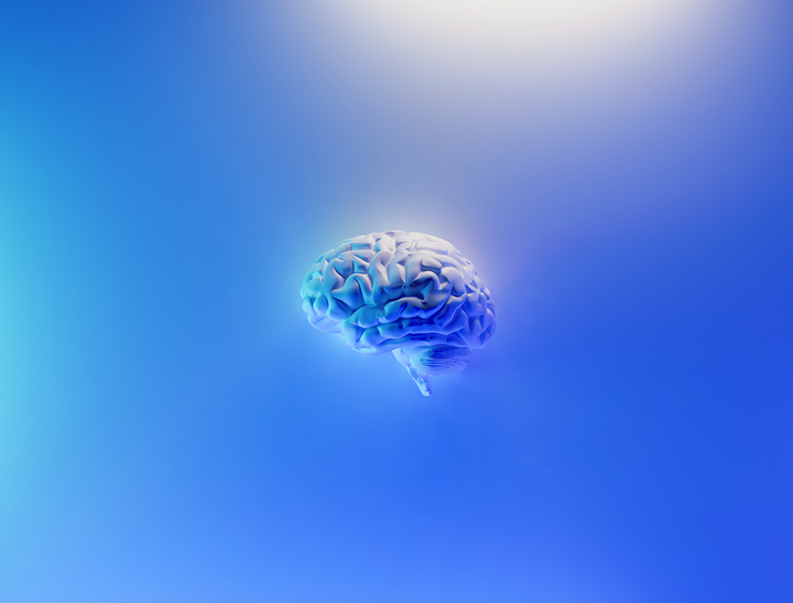 Illustration of a brain on blue background