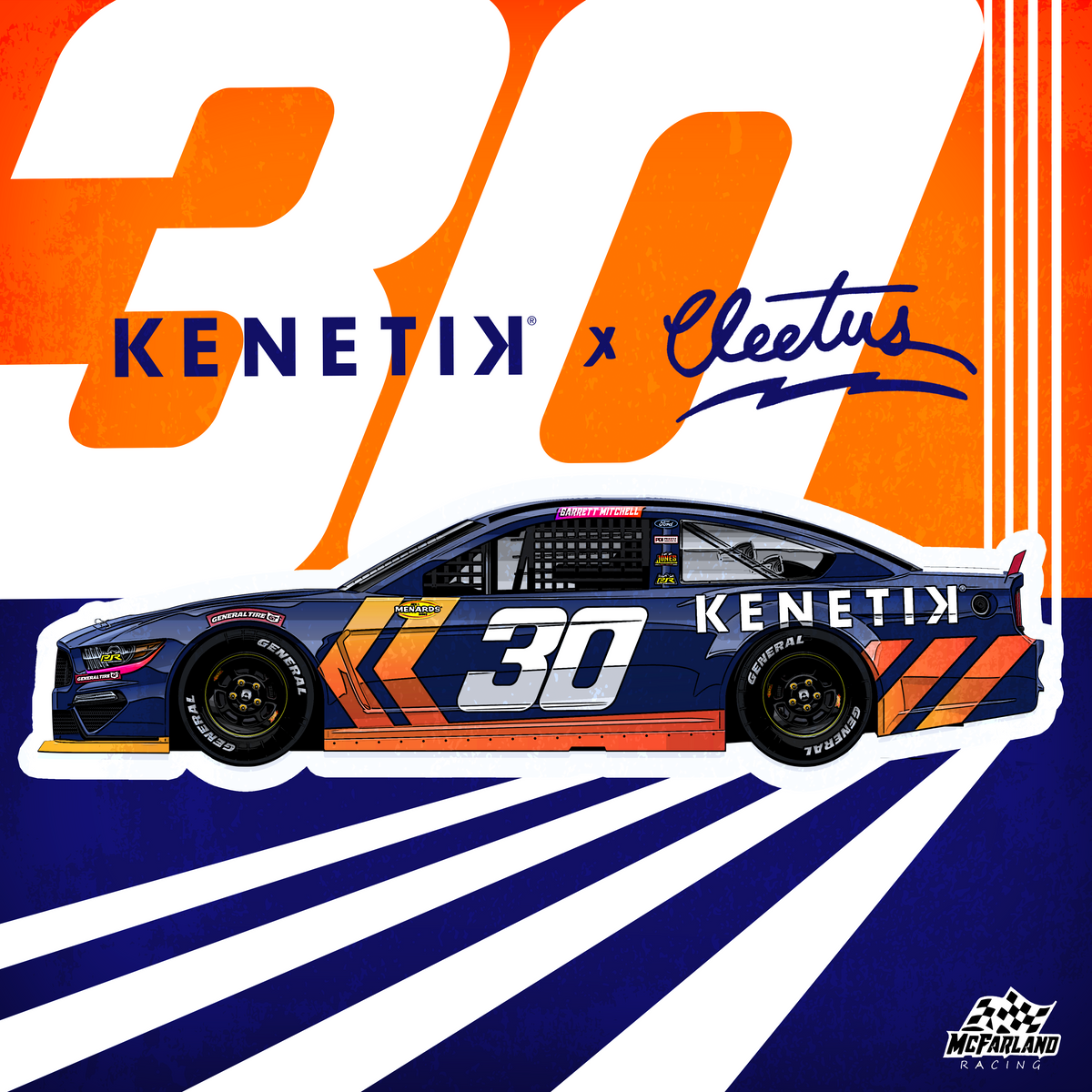 Cleetus McFarland with the #30 Kenetik car